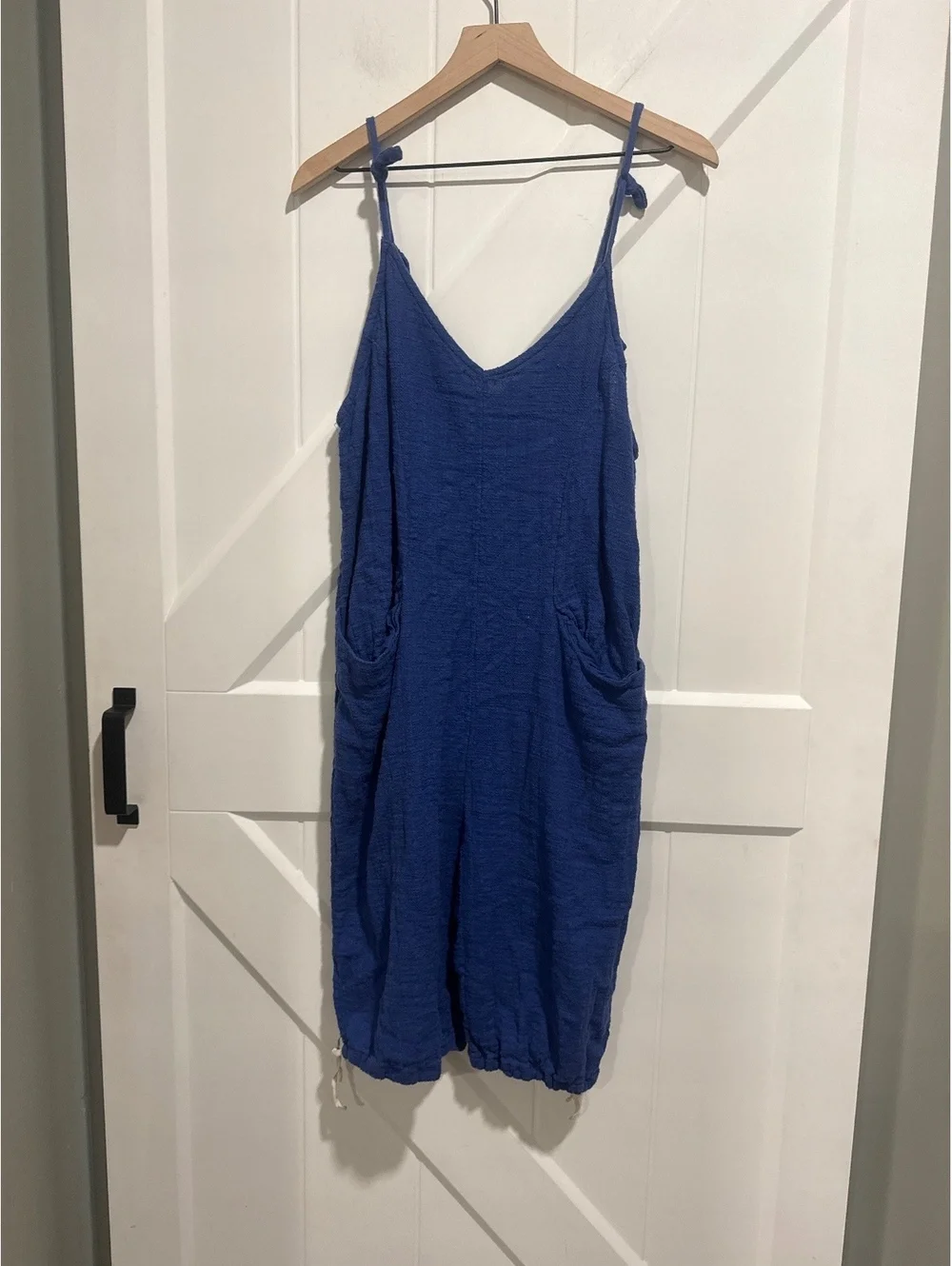 Free People Blue Cotton Sleeveless Jumpsuit Romper Medium